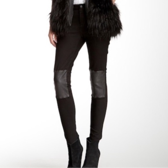 Joe's Jeans Denim - Joe Jeans Black Skinny Leather Knee Patch